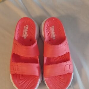 Skechers Foamies Max Cushion Pink Sandals Double Strap Comfort